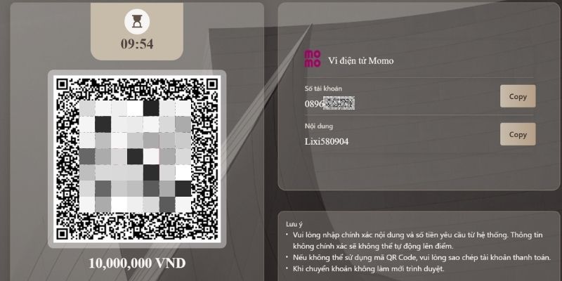 Chọn thực hiện bằng cách quét mã QR hoặc nhập liệu
